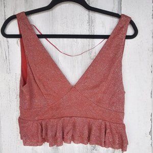 Fashion Nova Red Glittery Crop Top Size Large NWT